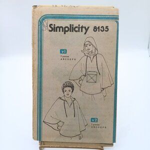 UNCUT Vintage Sewing PATTERN Simplicity 8135, Misses or Mens How to Sew 1977 Top